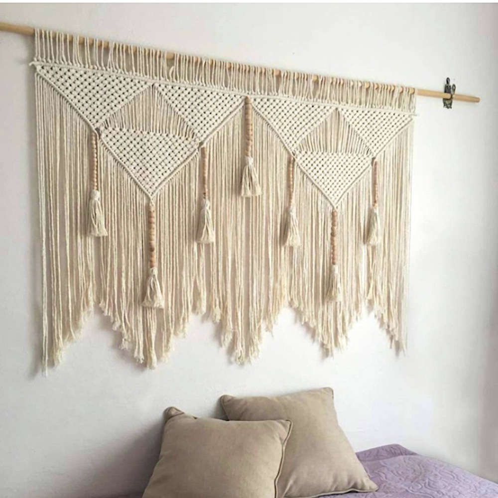 Bohemian Beaded Macrame Braided Farmhouse Hippie Dorm/Event Party/Wedding Decor - Picture 2 of 6